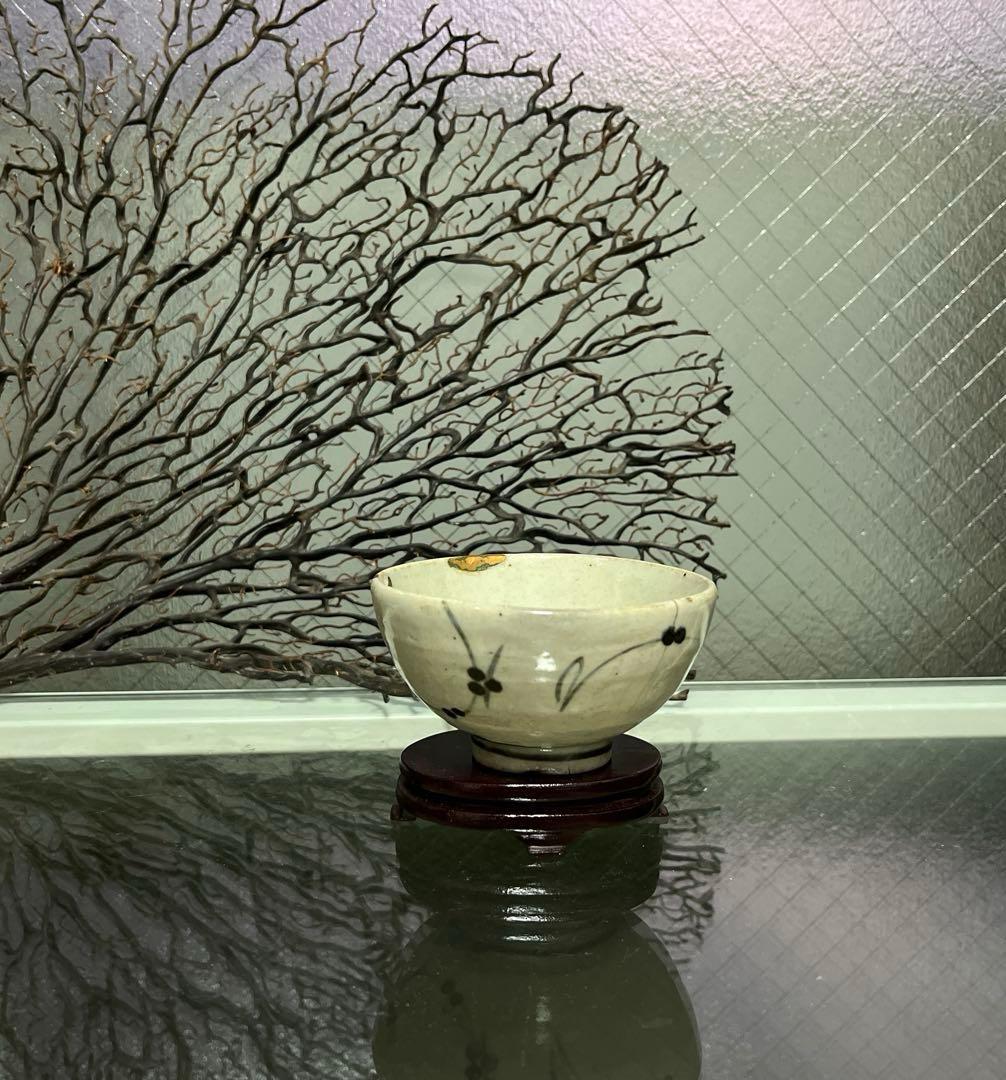 骨董　古伊万里　波佐見焼　染付　くらわんか　茶碗　１客　※金継ぎ直しあり