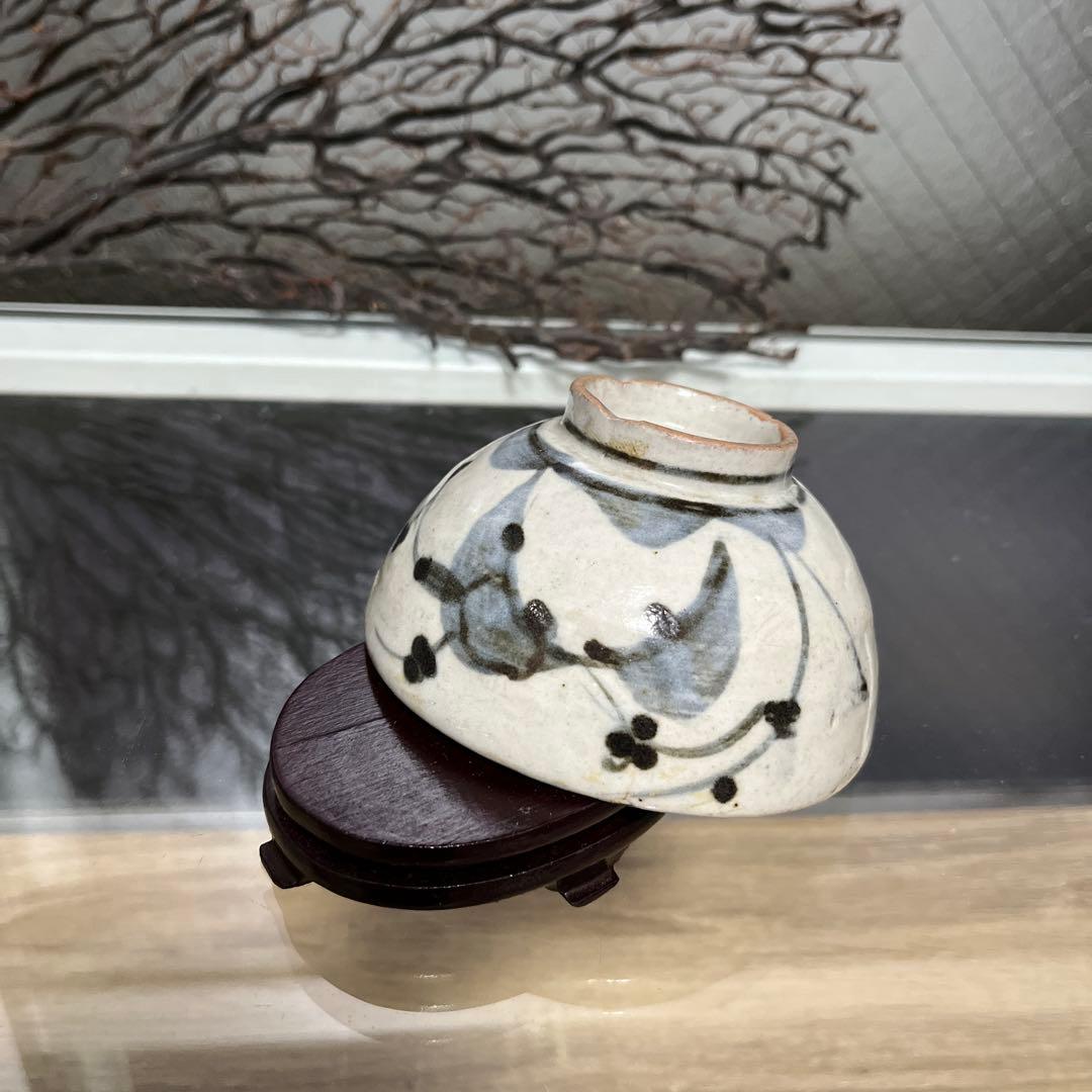 骨董　古伊万里　波佐見焼　染付　くらわんか　茶碗　１客　※金継ぎ直しあり