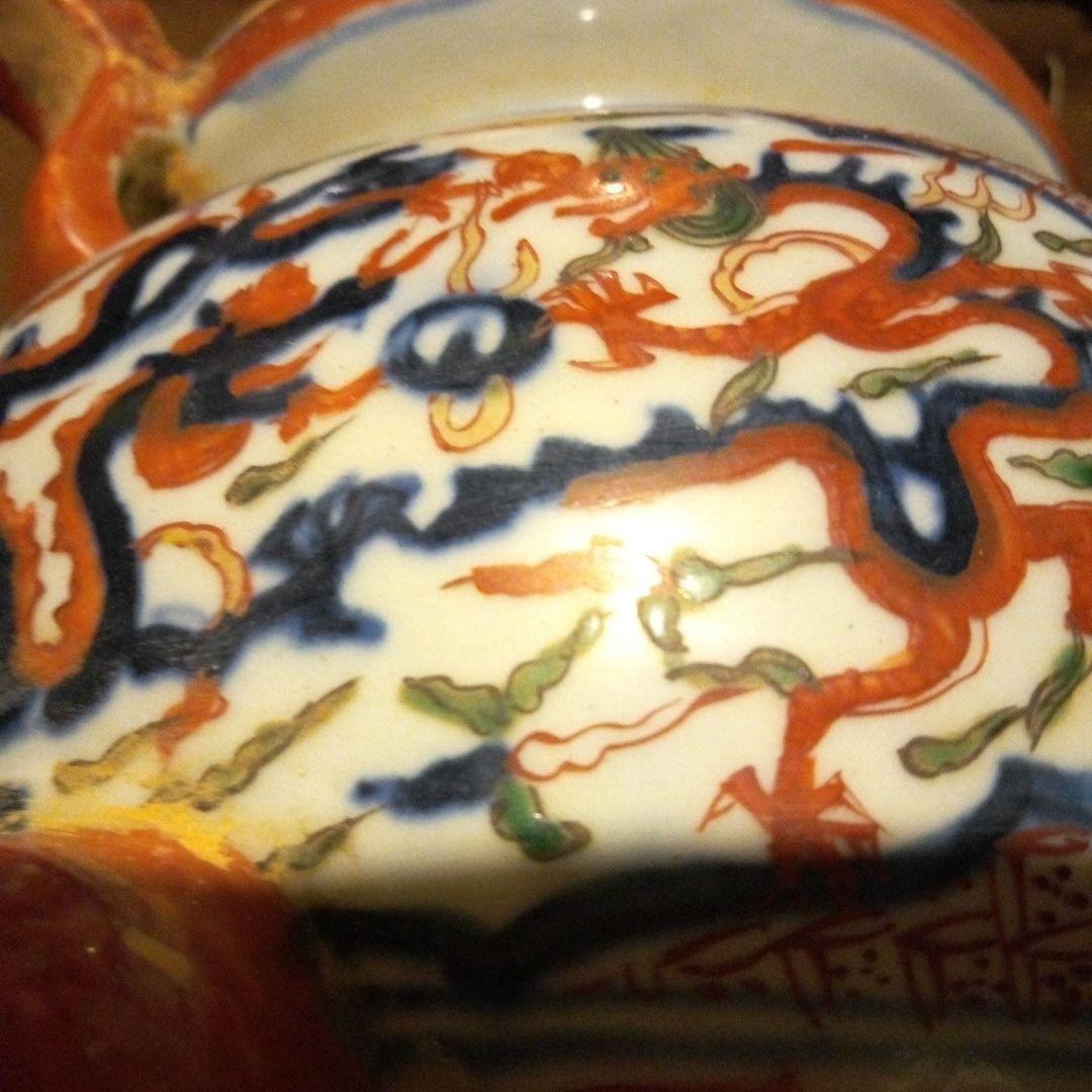 中国陶磁器　明万歴赤絵　三足香炉