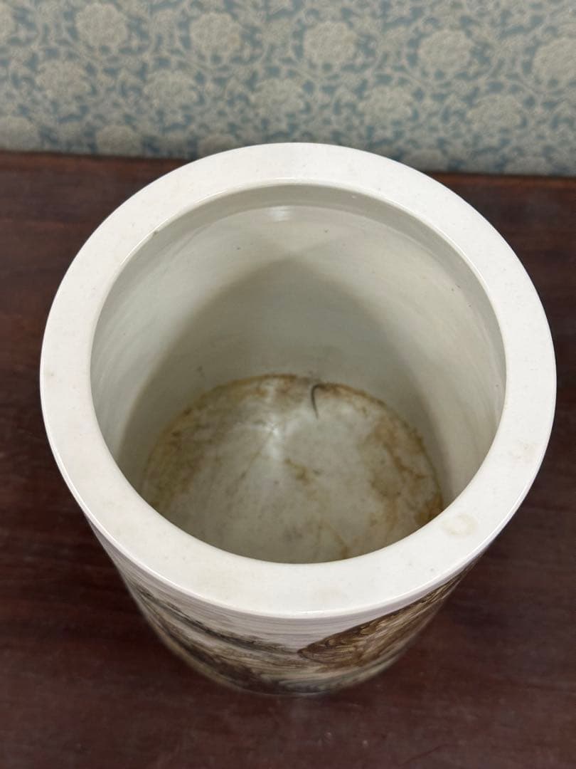 清時代置物　中国美術　古董品　時代物　筆筒焼物