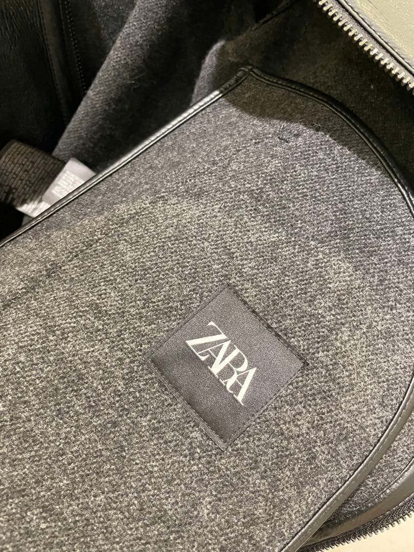 【未使用タグ付き】ZARA フェイクレザー ジャケット ウール裏地 L ブラック