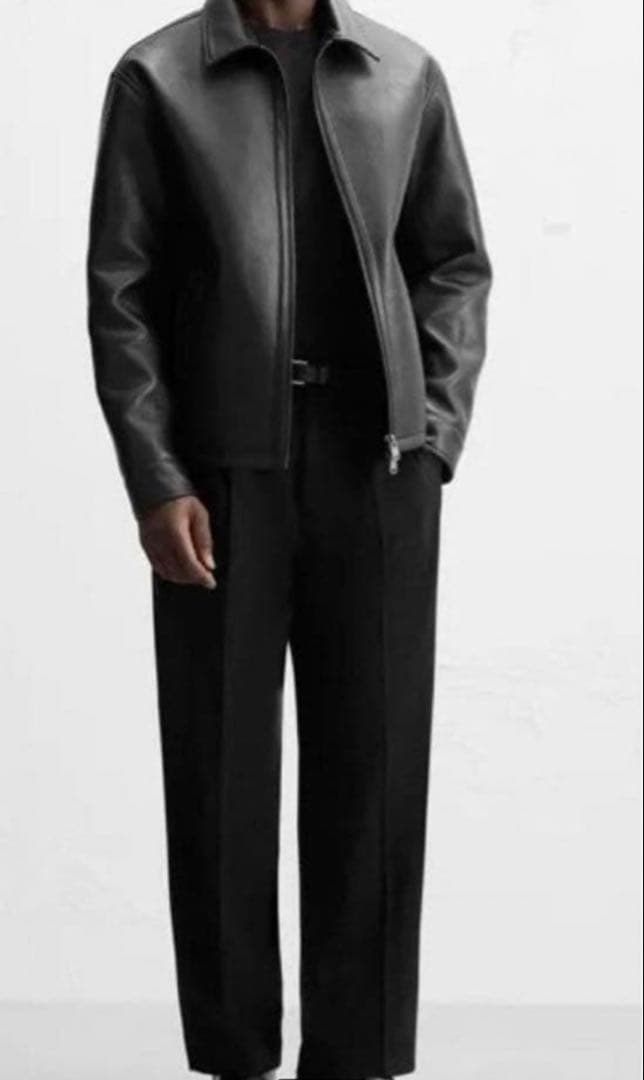 【未使用タグ付き】ZARA フェイクレザー ジャケット ウール裏地 L ブラック