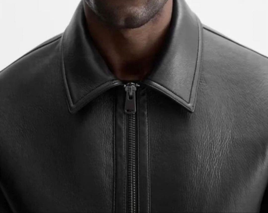 【未使用タグ付き】ZARA フェイクレザー ジャケット ウール裏地 L ブラック