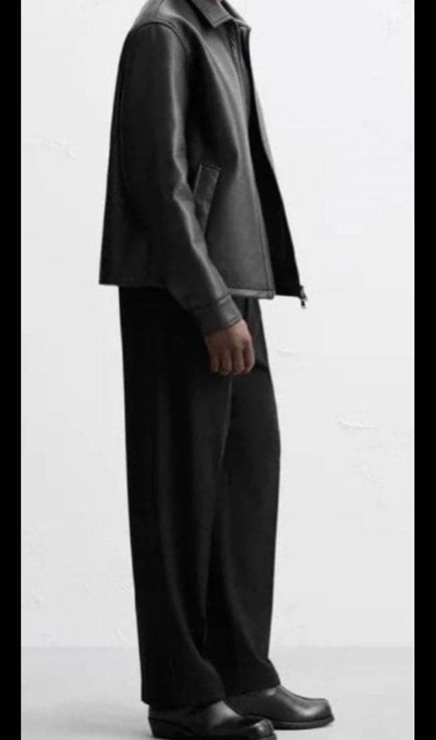 【未使用タグ付き】ZARA フェイクレザー ジャケット ウール裏地 L ブラック