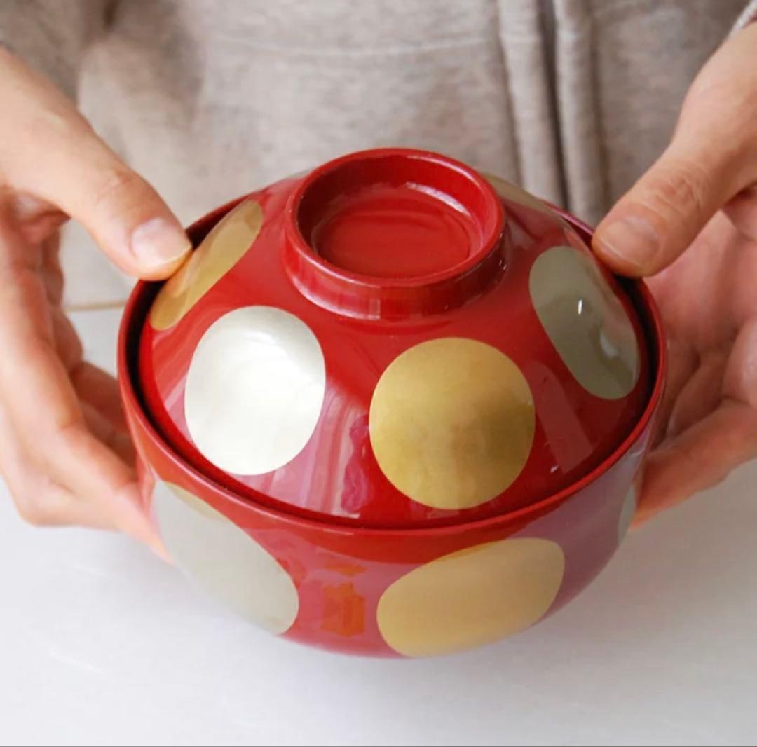 【4個セット】越前塗 ひさご雑煮椀 日月 朱 漆器