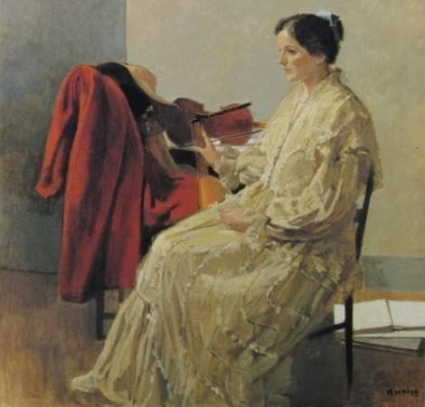 小磯良平、【リュートを持つ婦人】、希少な限定額装用画集画、新品高級額 額装付