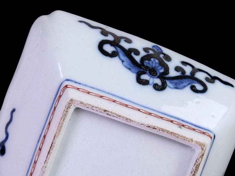 大聖寺伊万里　金襴手　龍に鳳凰　山水紋の図　長皿　356AS-DBl