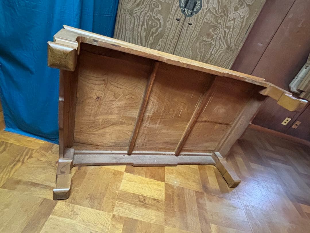 木製シンプル座卓 天板ひび割れあり