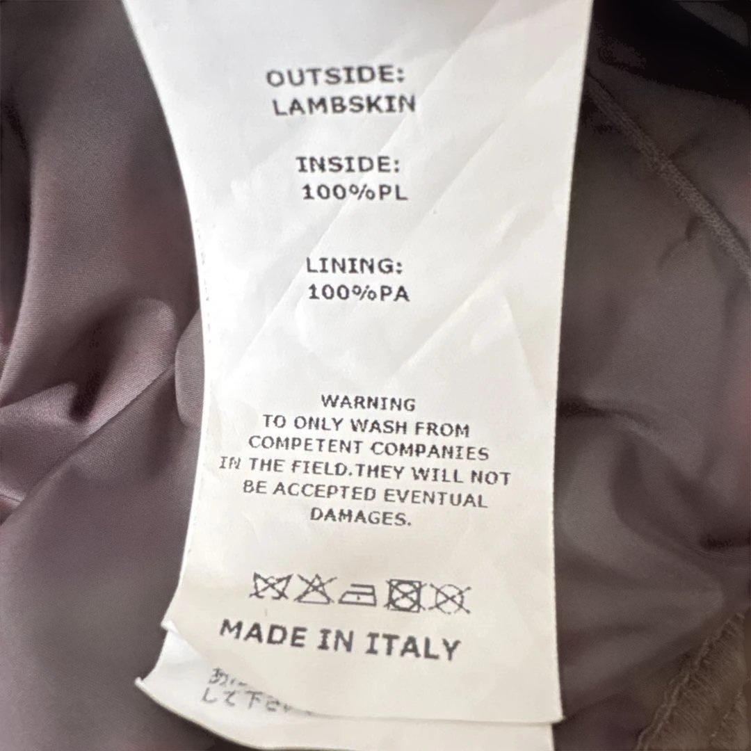 【50サイズ】美品　EMMETI シングルライダース 羊革　グレージュ　Wジップ