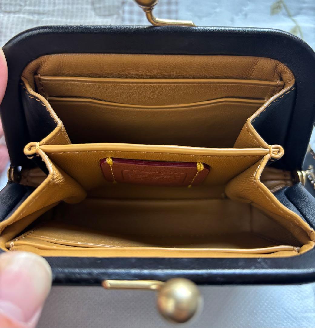 コーチ COACH がま口ケース　キスロック　ブラック