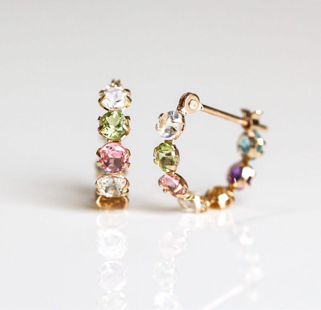 cui-cui K10 マルチカラー スナップ フープ ピアス