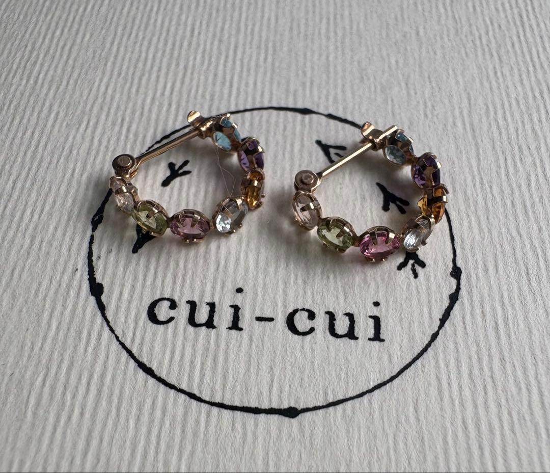 cui-cui K10 マルチカラー スナップ フープ ピアス