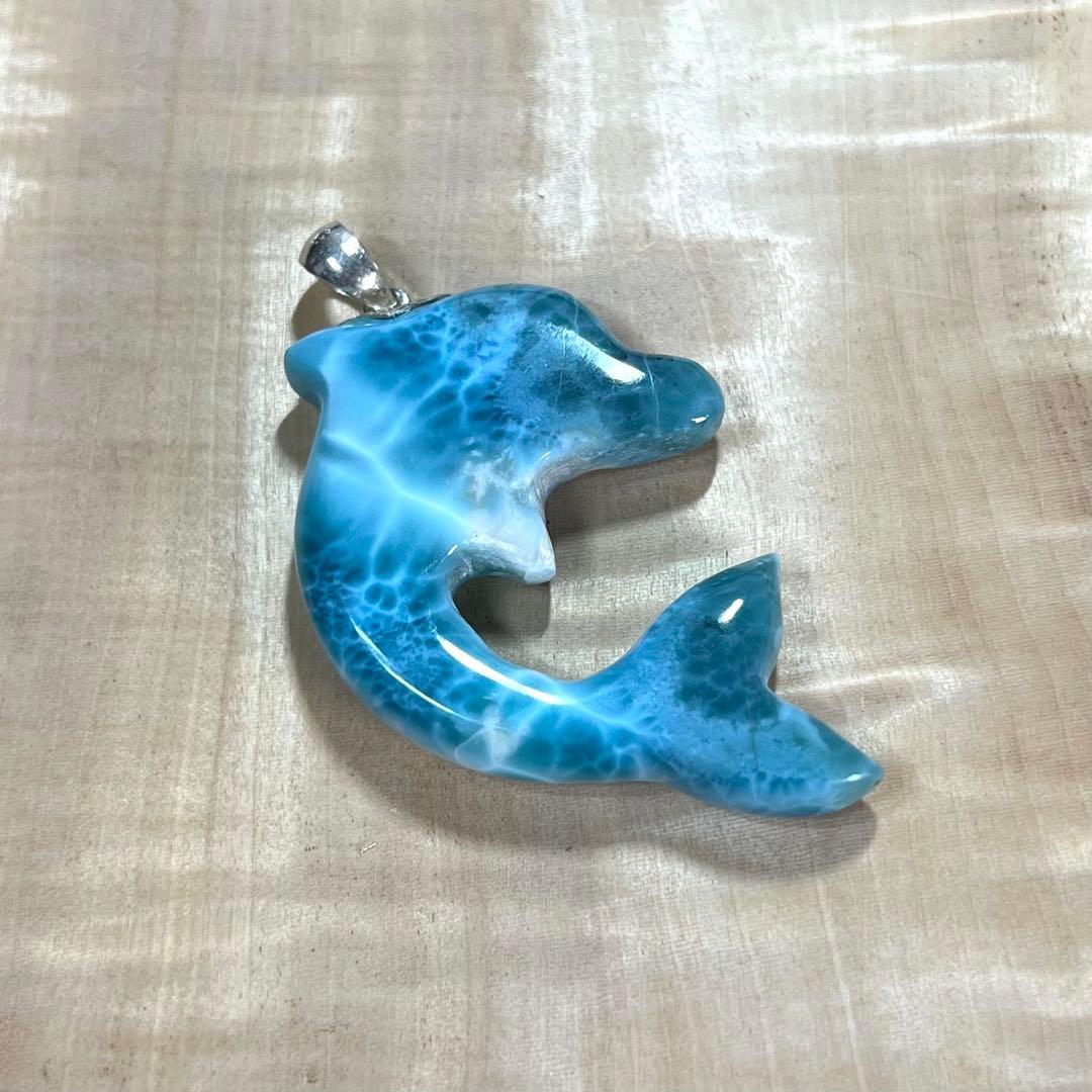 高品質　イルカ型ラリマー　ペンダント　ネックレス　silver925 3-18