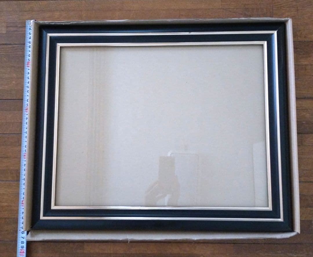 ✨額縁54×44cm 47×40cm 黒と金のクラシック水彩額縁と木製ガラス額縁