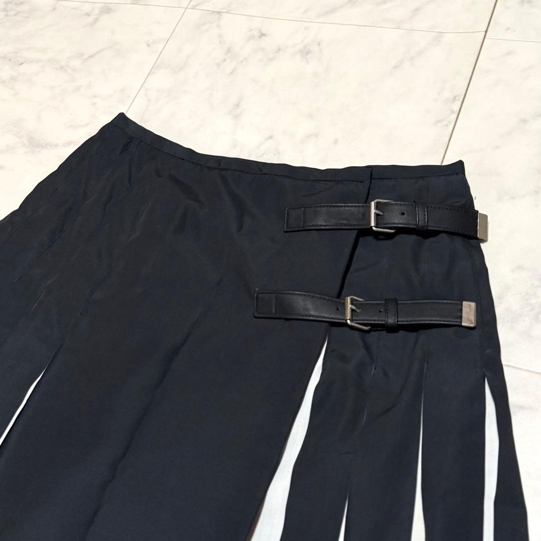 美品✨ジャンポールゴルチエ プリーツ ラップスカート 巻きスカート レザーベルト