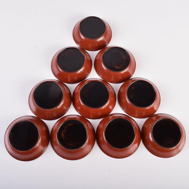 時代輪島塗　黒漆　蒔絵絵変銘々皿　木皿　十客　時代箱付　V　R8927