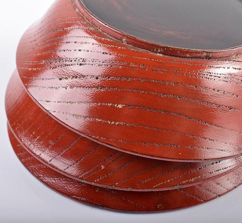 時代輪島塗　黒漆　蒔絵絵変銘々皿　木皿　十客　時代箱付　V　R8927