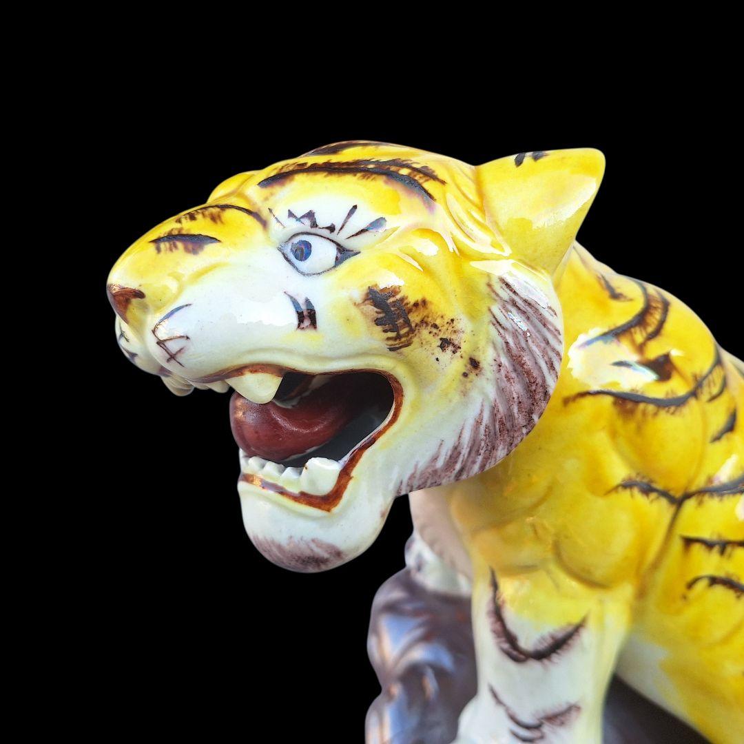九谷焼 糠川清章 10号 虎 置物 29cm 縁起物
