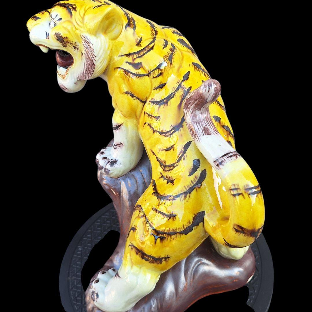 九谷焼 糠川清章 10号 虎 置物 29cm 縁起物