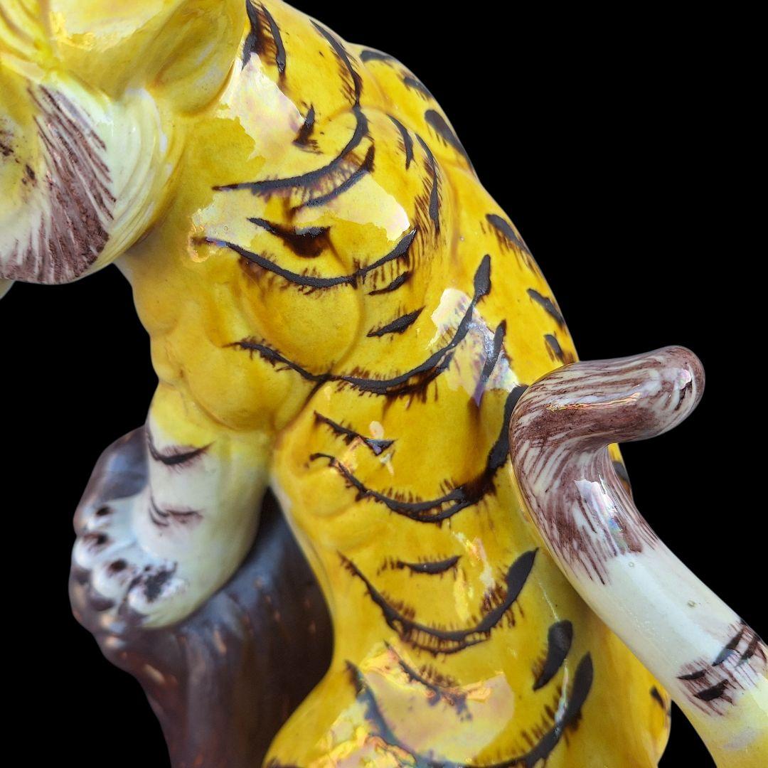 九谷焼 糠川清章 10号 虎 置物 29cm 縁起物