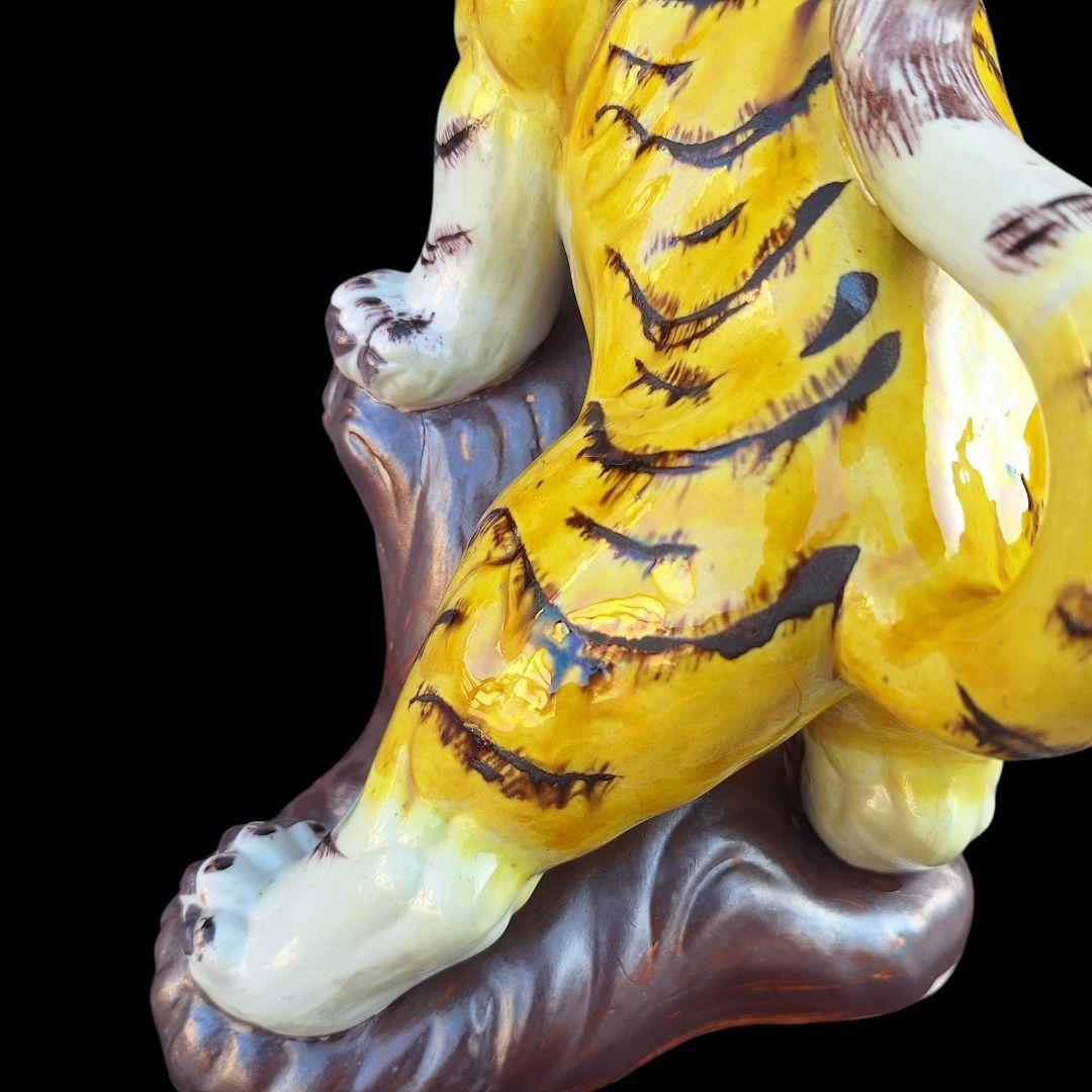 九谷焼 糠川清章 10号 虎 置物 29cm 縁起物