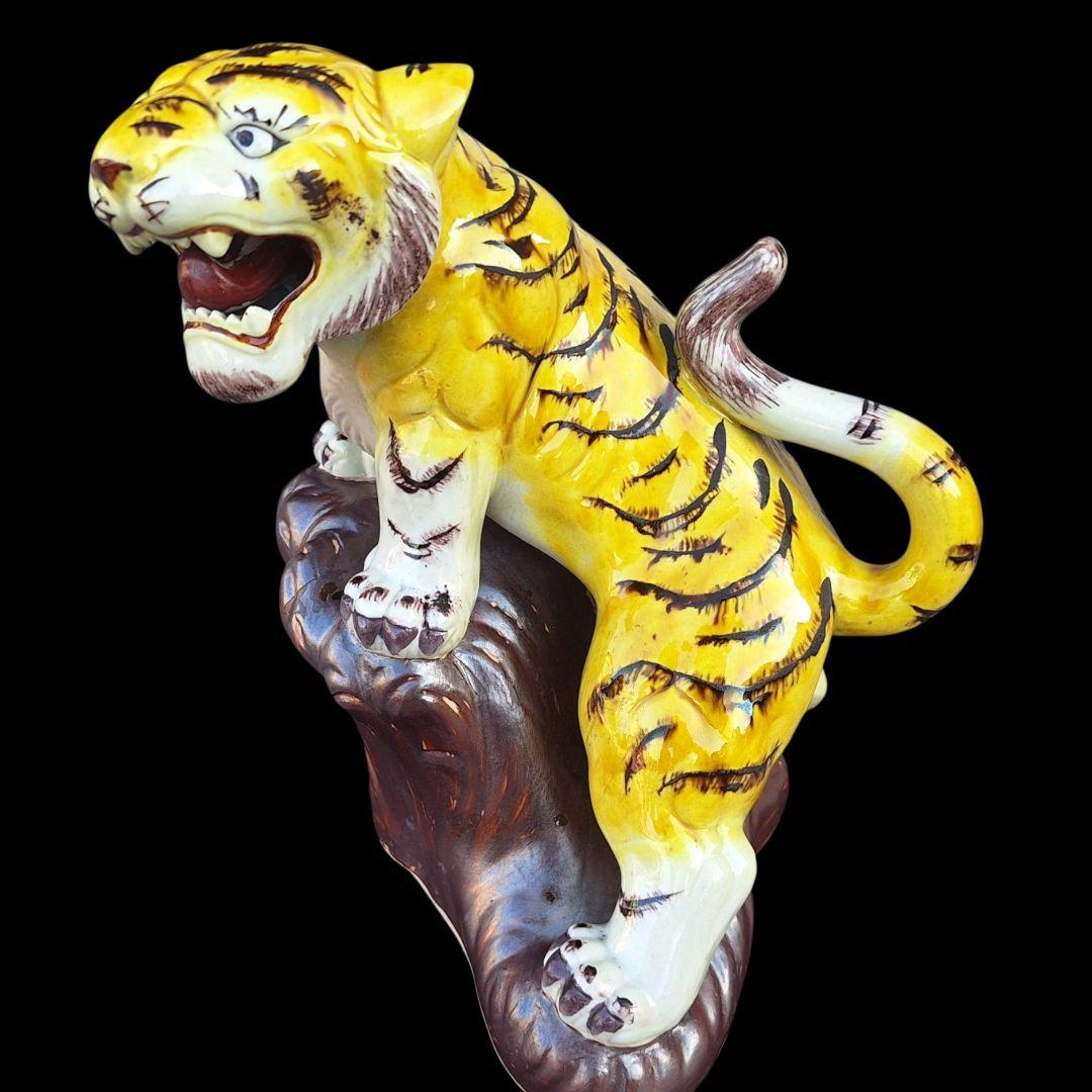九谷焼 糠川清章 10号 虎 置物 29cm 縁起物