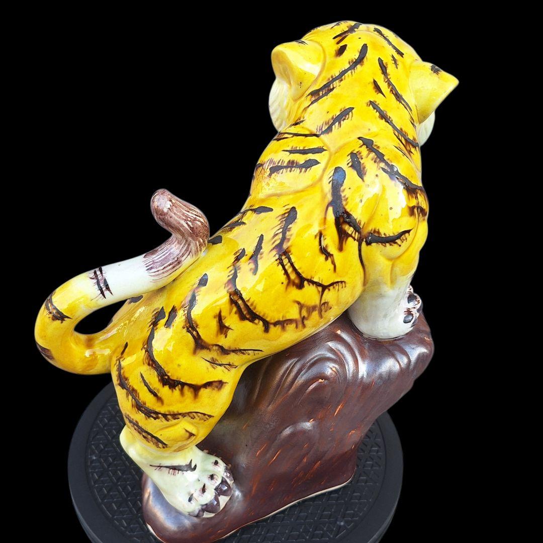 九谷焼 糠川清章 10号 虎 置物 29cm 縁起物