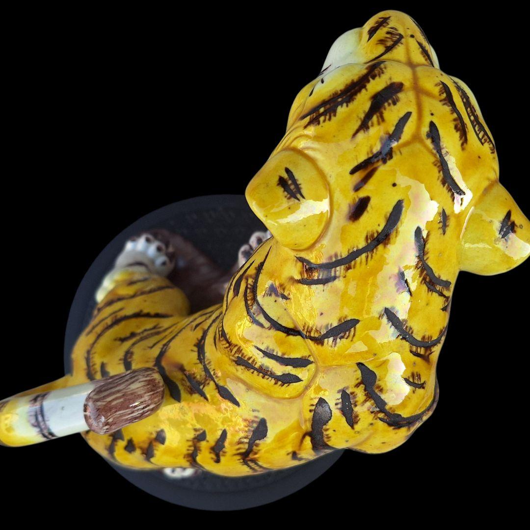 九谷焼 糠川清章 10号 虎 置物 29cm 縁起物