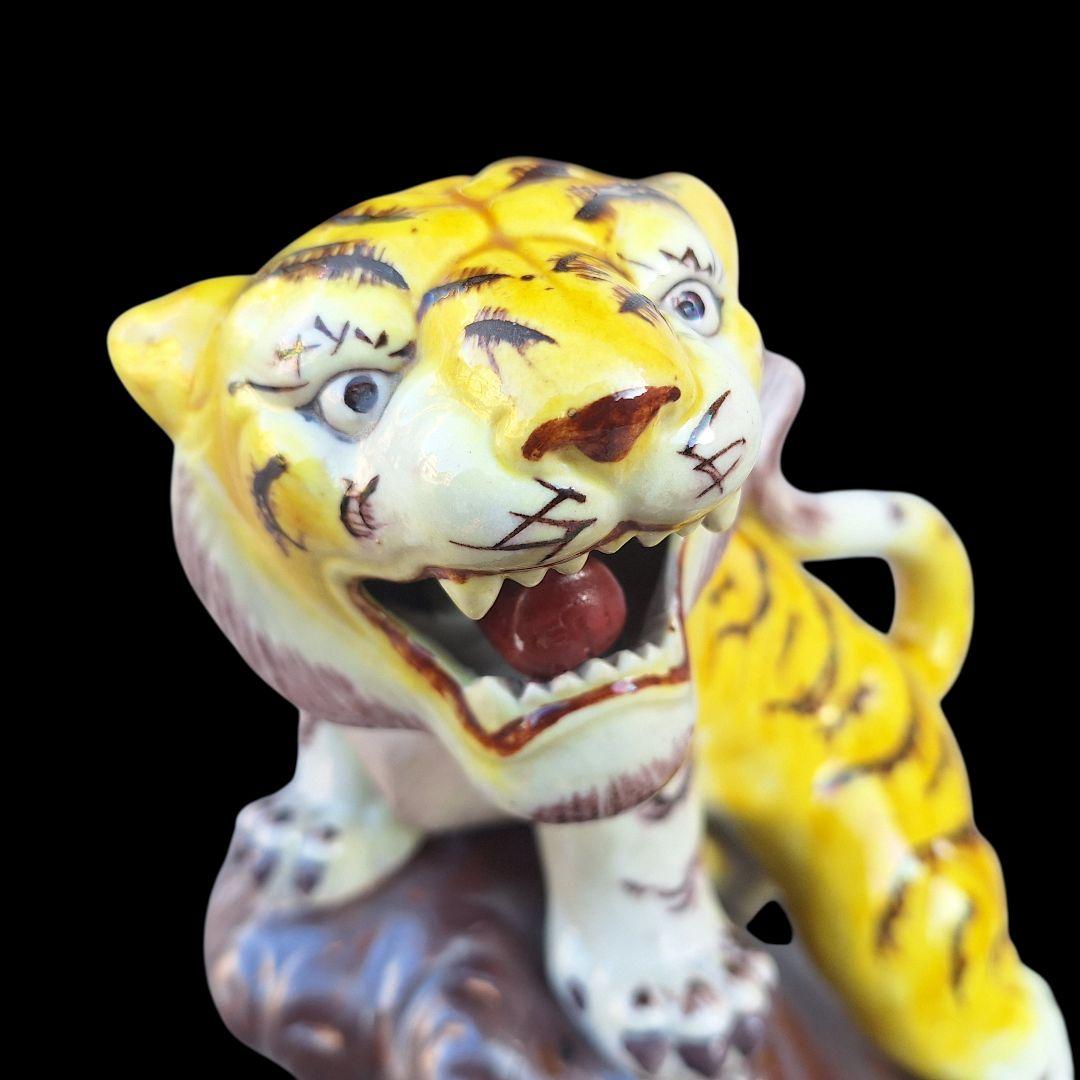 九谷焼 糠川清章 10号 虎 置物 29cm 縁起物