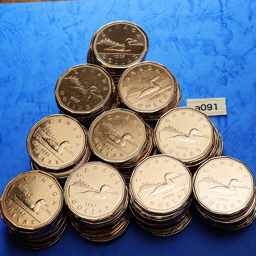 a091 カナダ　1ドル　　 硬貨　100枚　まとめて