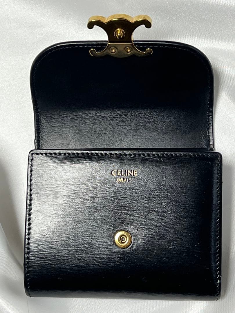 CELINE 3つ折り財布 フラップウォレット トリオンフ 黒