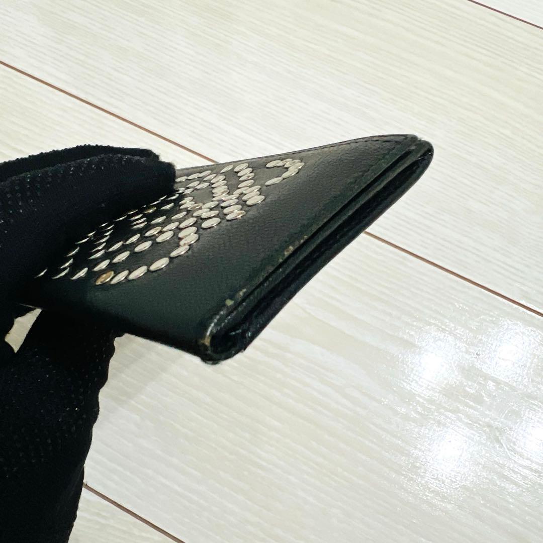 【希少】LOEWE ロエベ ケース 小銭入れ スタッズ レザー グリーン