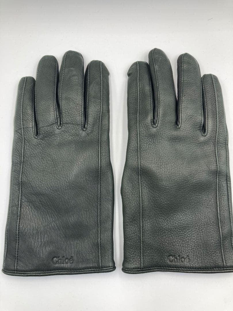 Chloé クロエ レザーグローブ 本革 手袋 ダークグレー 上品 高級感