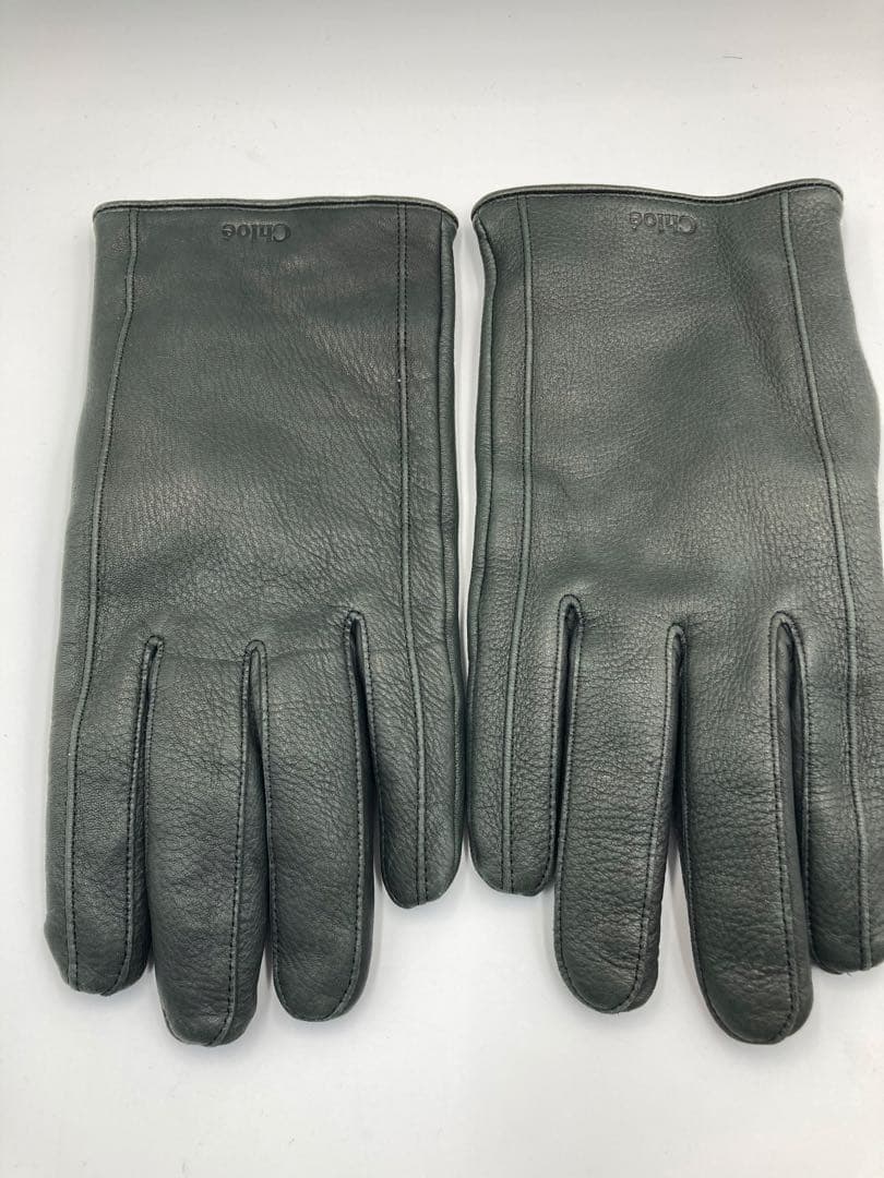 Chloé クロエ レザーグローブ 本革 手袋 ダークグレー 上品 高級感