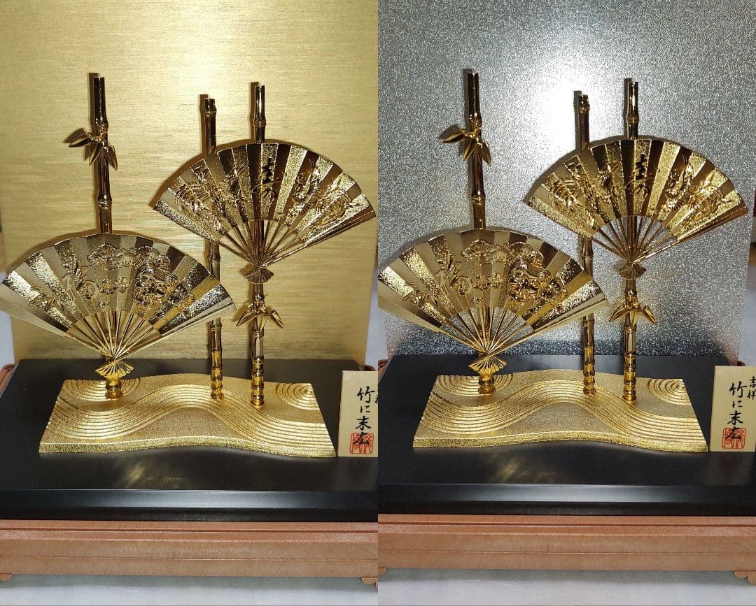 【豪華置物】扇子 吉祥 和風 風水 竹に末広 縁起物 インテリア ガラスケース