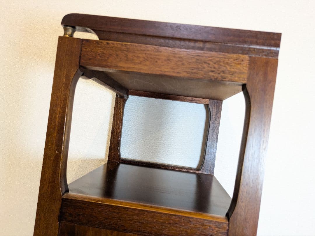 コイズミ キャビネット 電話台 置物台 棚 ガラス扉 格子 レトロ