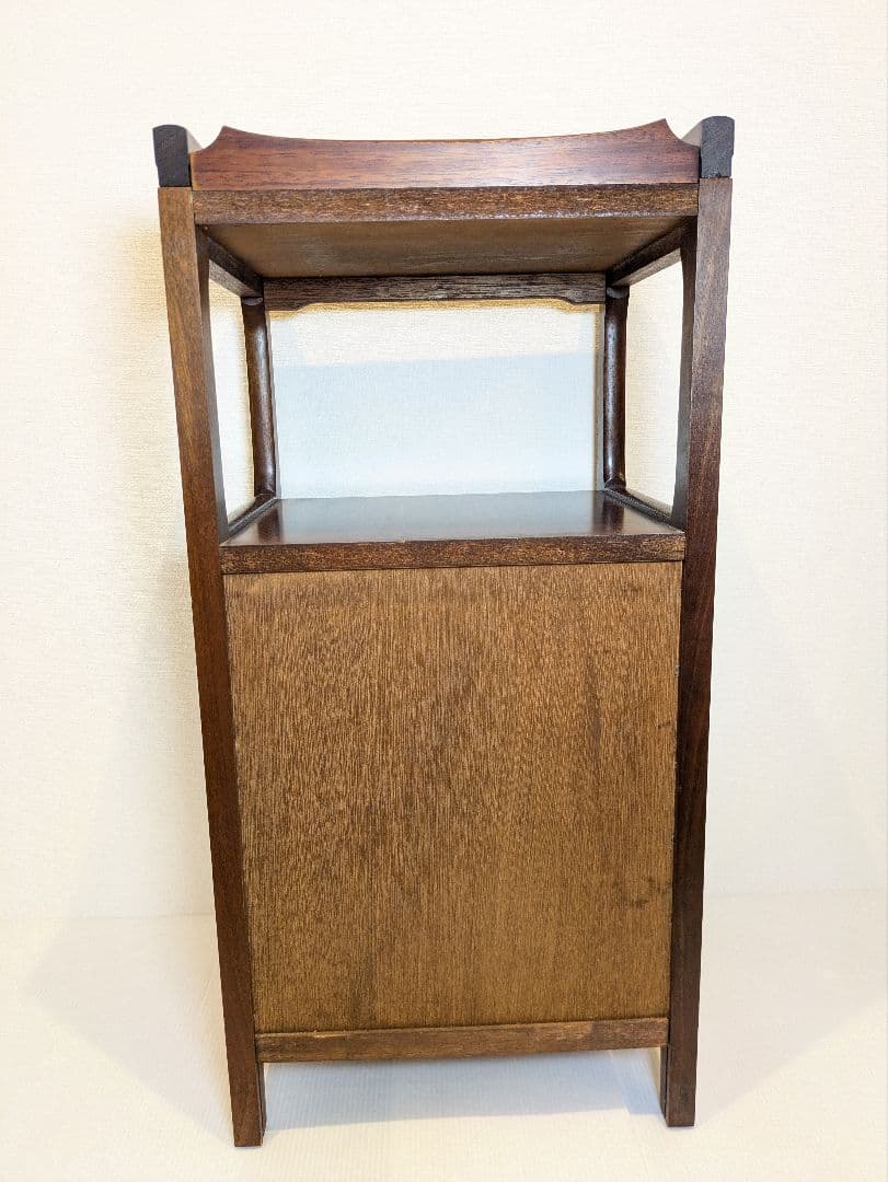 コイズミ キャビネット 電話台 置物台 棚 ガラス扉 格子 レトロ