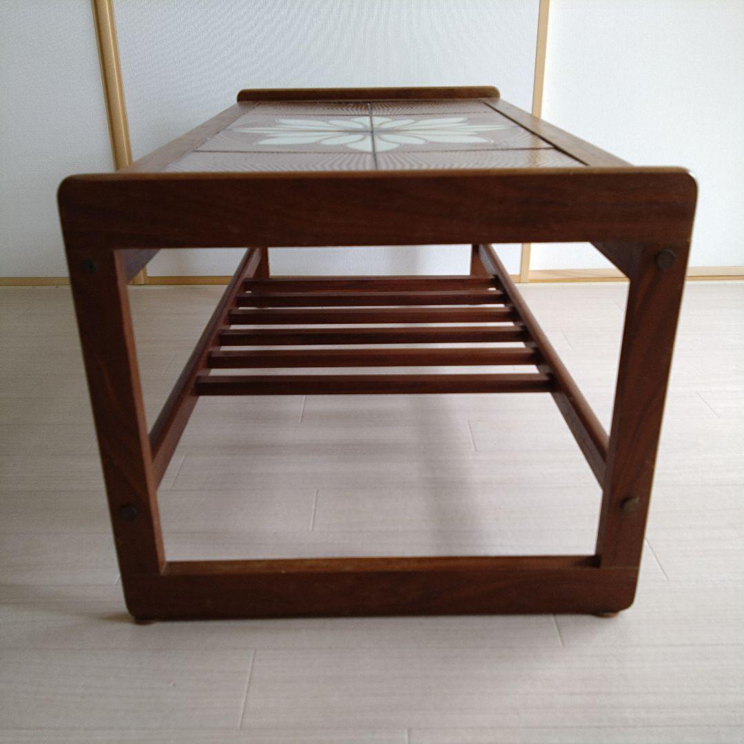 70B ヴィンテージ花模様タイル付きローテーブル