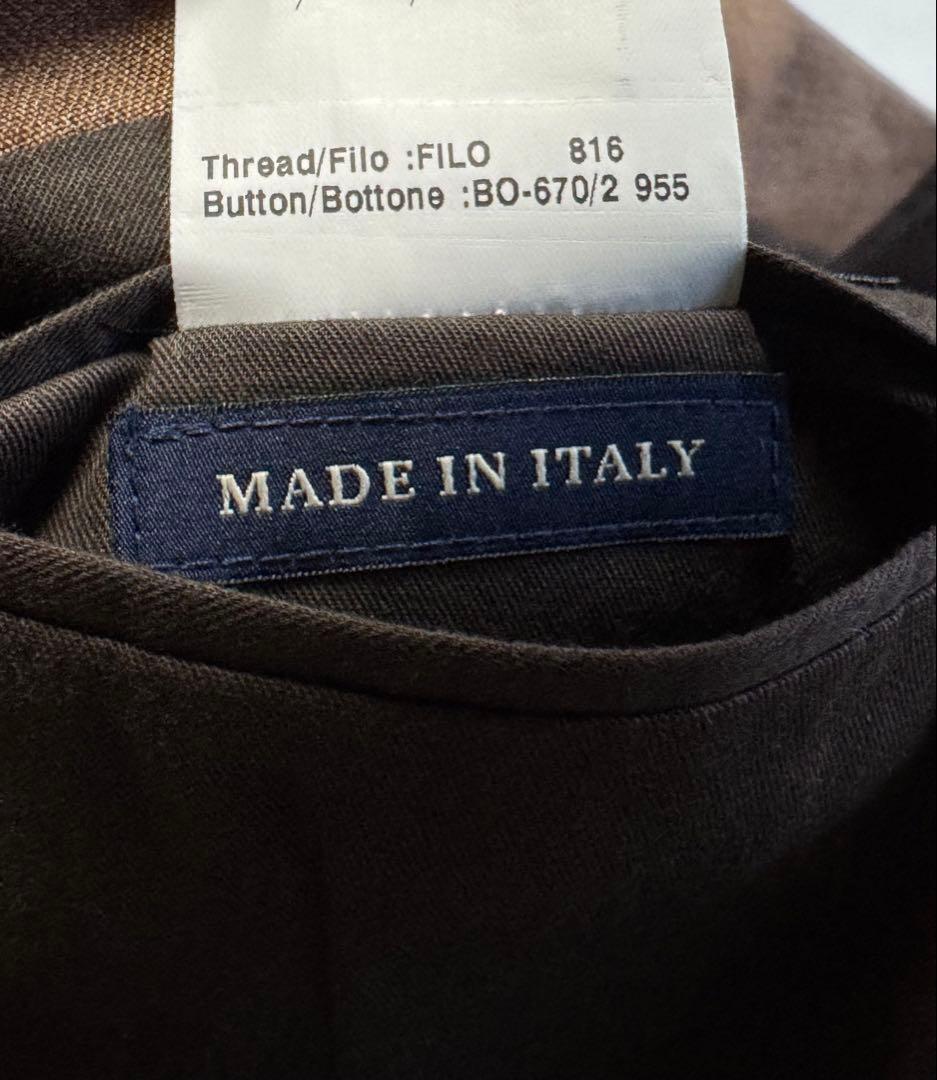 【美品】 LARDINI リネン素材夏用ジレ46イタリア製(ブラウン)