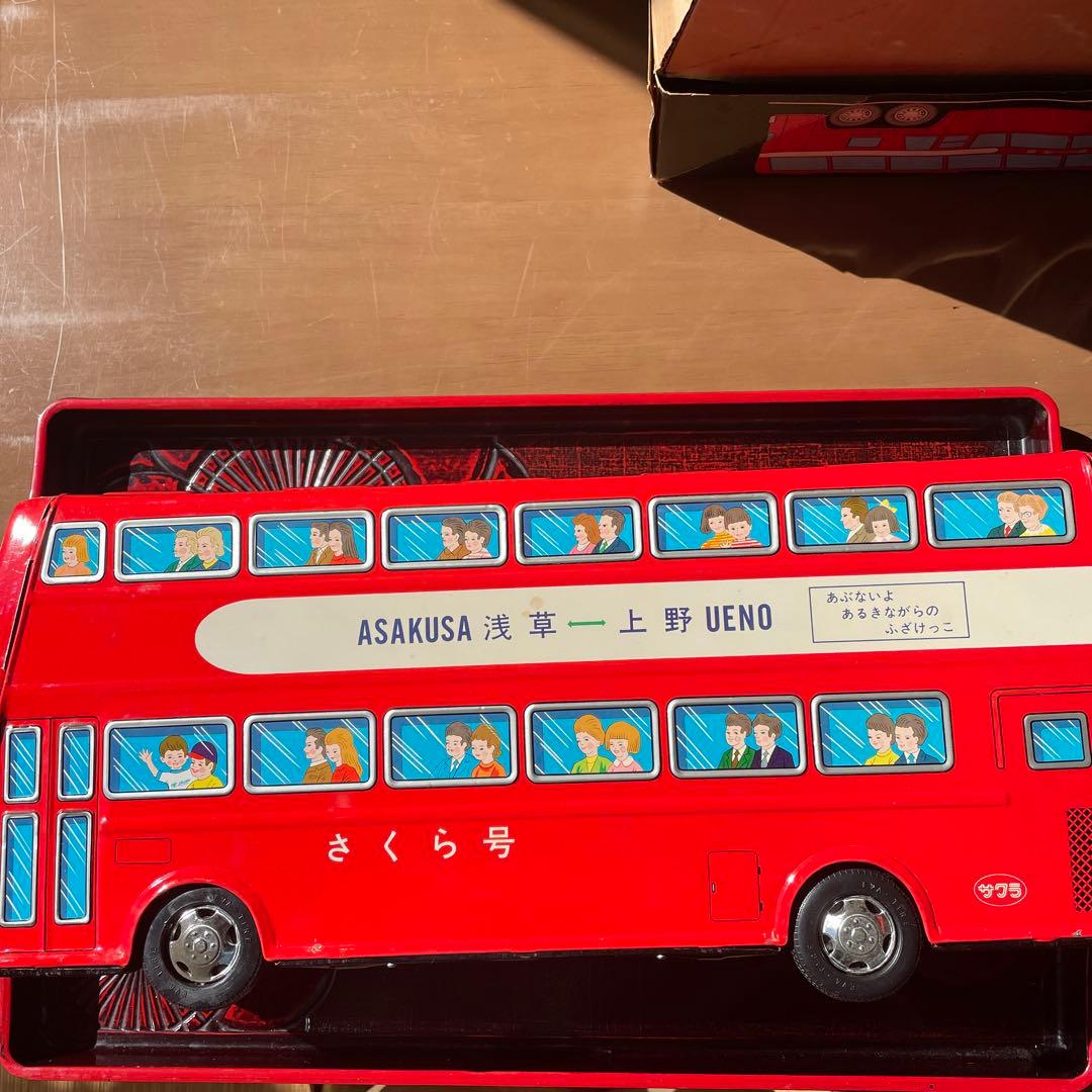 サクラ2階建路線バス(上野↔浅草)　ブリキバス　フリクショントーイ