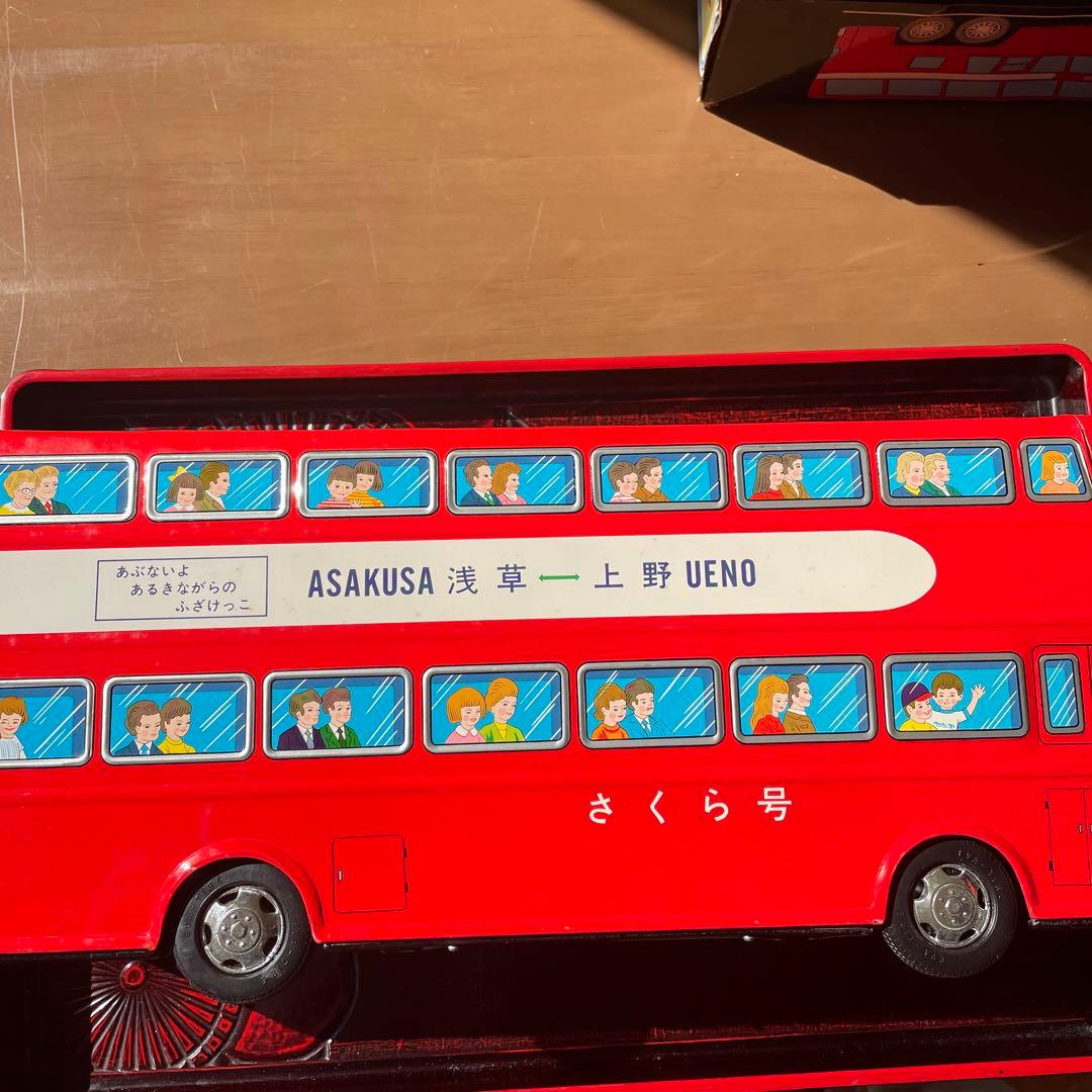 サクラ2階建路線バス(上野↔浅草)　ブリキバス　フリクショントーイ