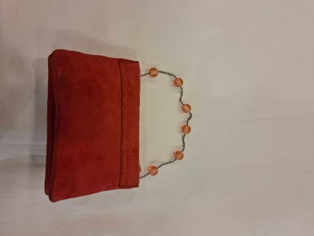 シャネル　オレンジ スエード キルティング パーティーバッグ