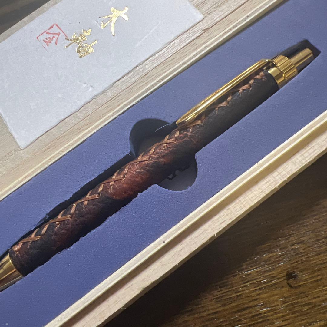 金杢犀 シャーペン レザー　レザーシャー芯ケースつき