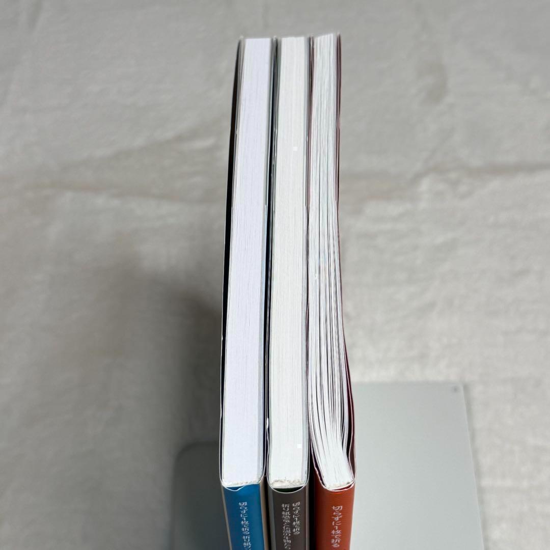 【3冊セット】切らずに1枚で折る折り紙本シリーズ　フチモトムネジ