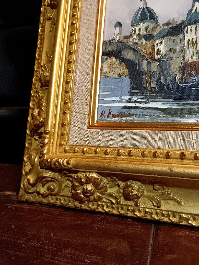 黒沢久 　ベニス　ベネチア　油彩 　サイン　イタリア　ゴールド　水の都　華芳