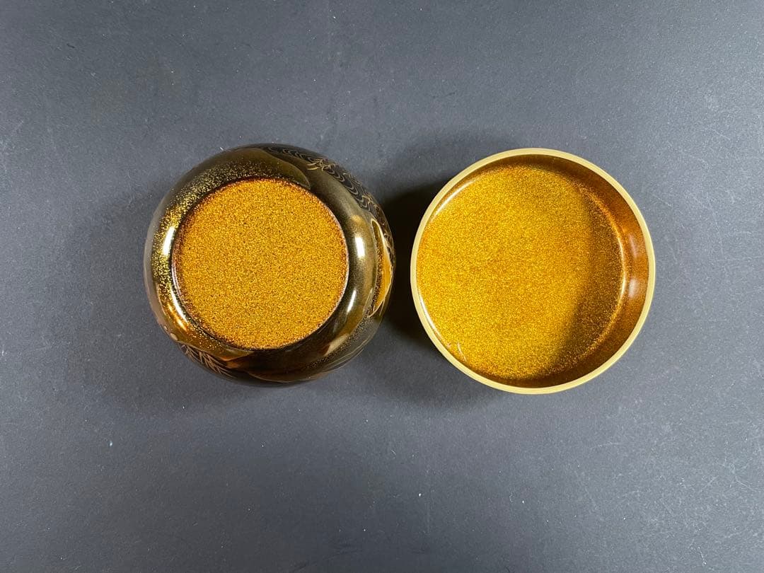 2 拓也 山水 蒔絵 平棗 漆器 重合 茶道具