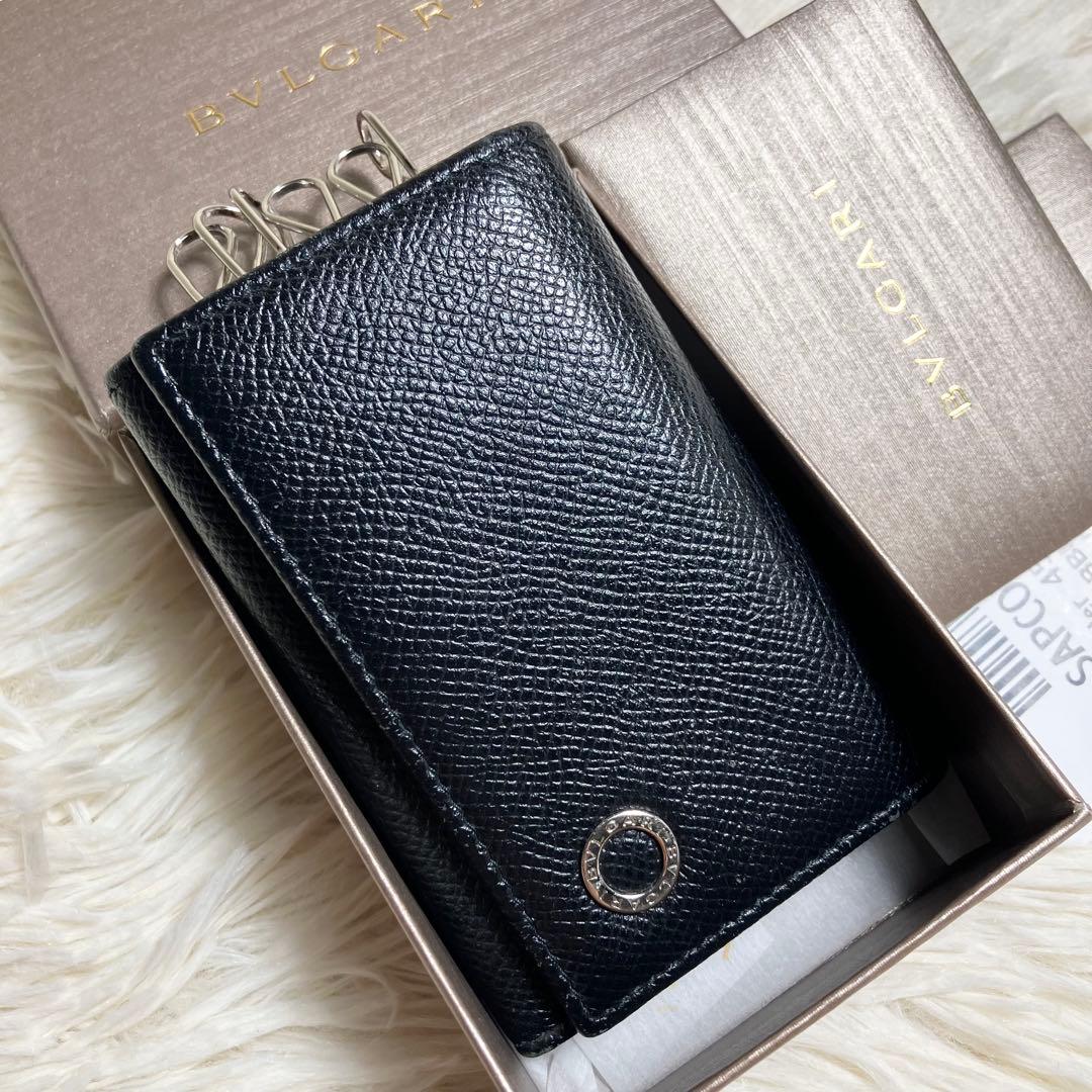 【美品】ブルガリ 6連キーケース ビーゼロワン レザーブラック FRID搭載