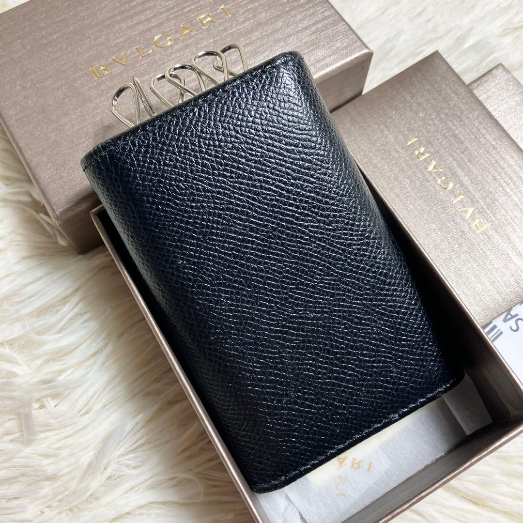 【美品】ブルガリ 6連キーケース ビーゼロワン レザーブラック FRID搭載