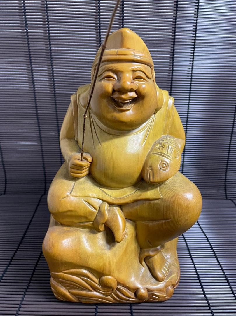 『恵比寿　大黒天』置物　木彫り　木造り　骨董品　高さ30cm 希少