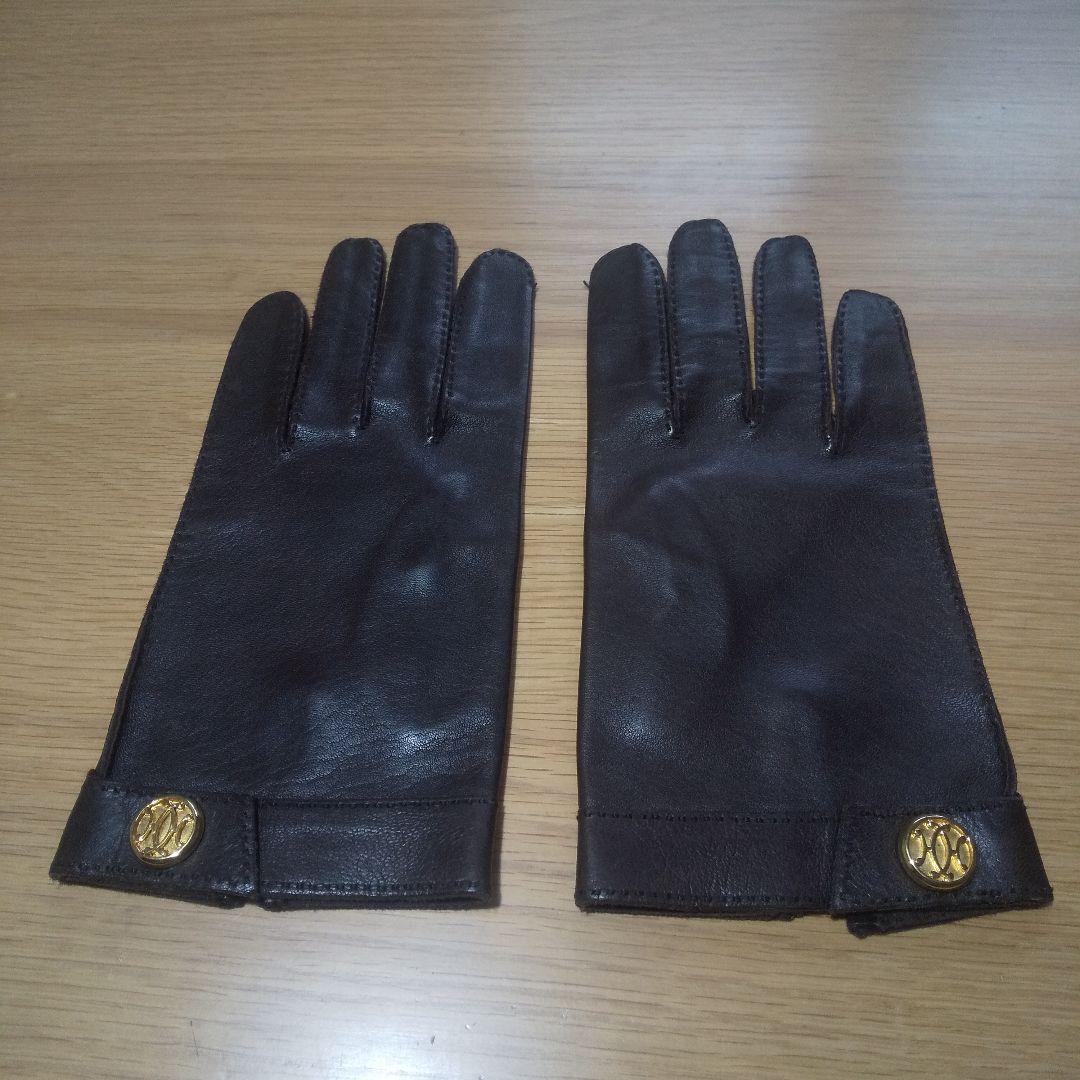 エルメス ダークブラウン レザー手袋 7½ 説明必読願います